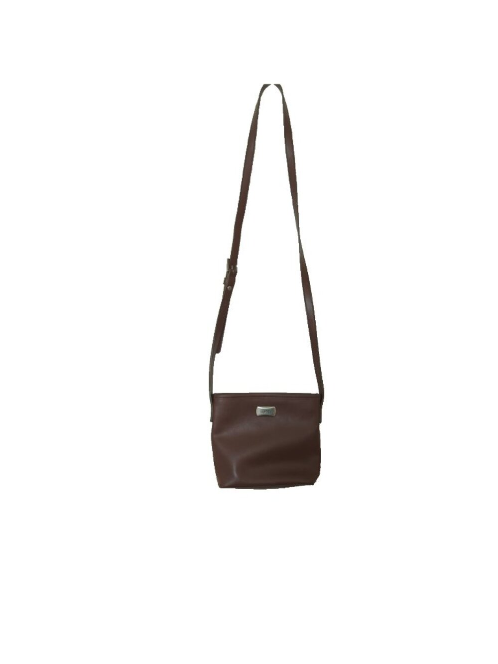 Espirit  Faux Leather Crossbody Small Purse Brown Zipper Adjustable Strap-lp